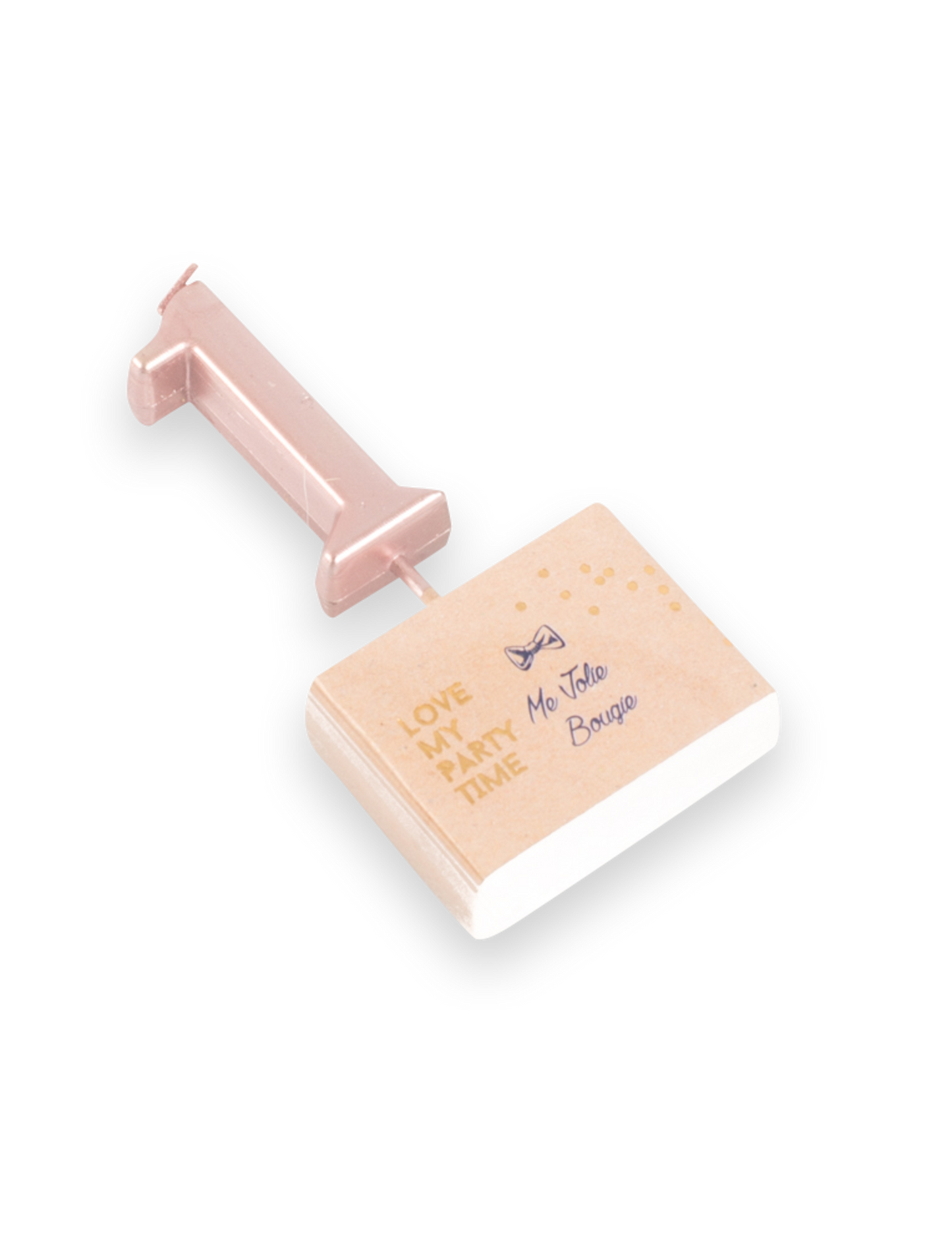 Rózsaarany színű, 1-es számú születésnapi gyertya 4,3 cm pálcikával 