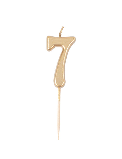 Metálarany 7-es számú születésnapi gyertya 4.3 cm csúcsidőszakban