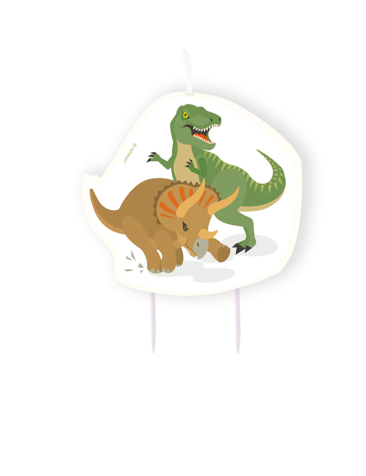 Bougie d'anniversaire grands dinosaures triceratops et t-rex pour enfant verte et marron