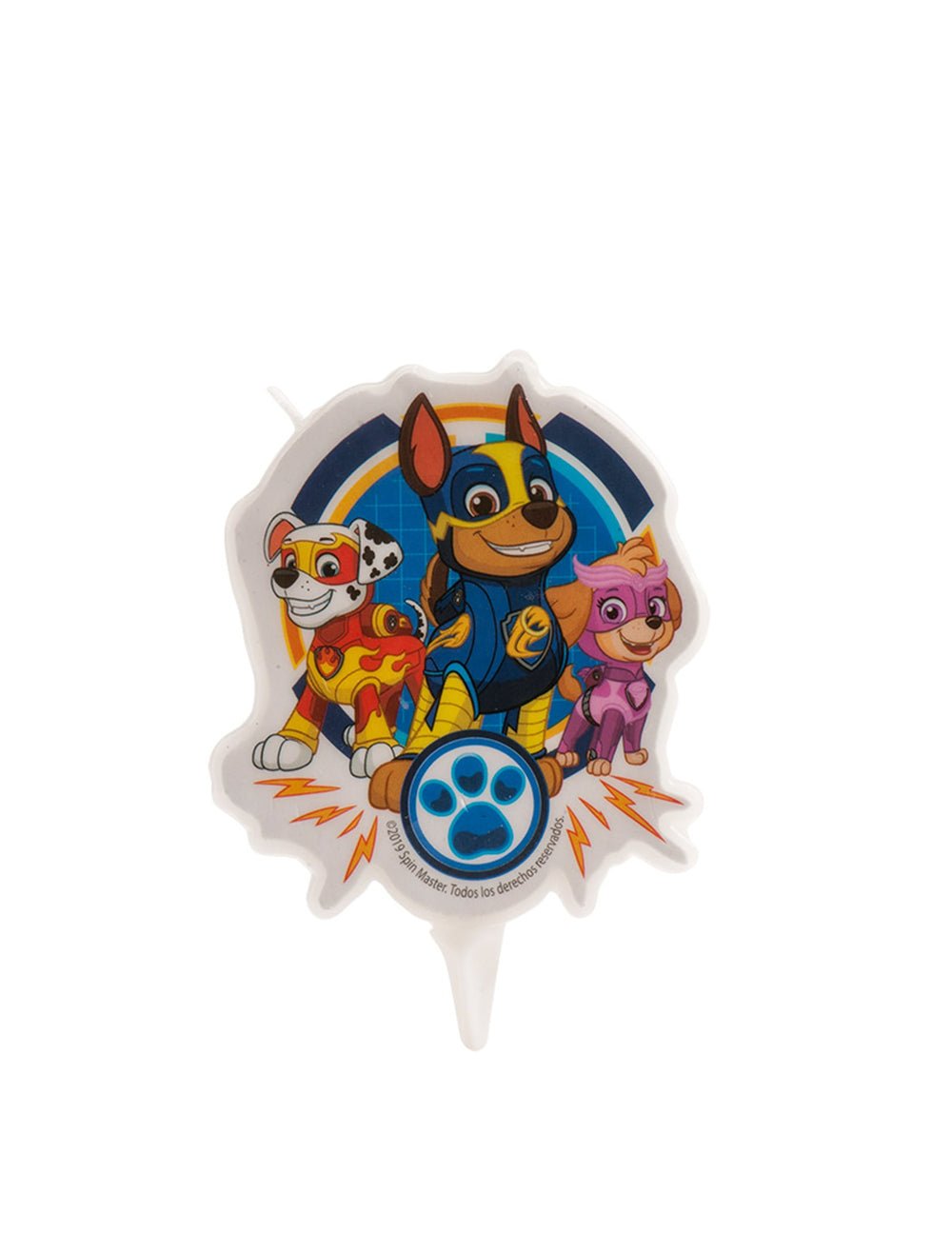 Bougie d'anniversaire Pat'Patrouille pour enfant multicolore avec les personnages Mighty Pups