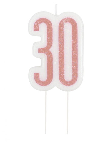 Születésnapi gyertya a csúcson 30 éves csillogó rózsaszín 7 cm