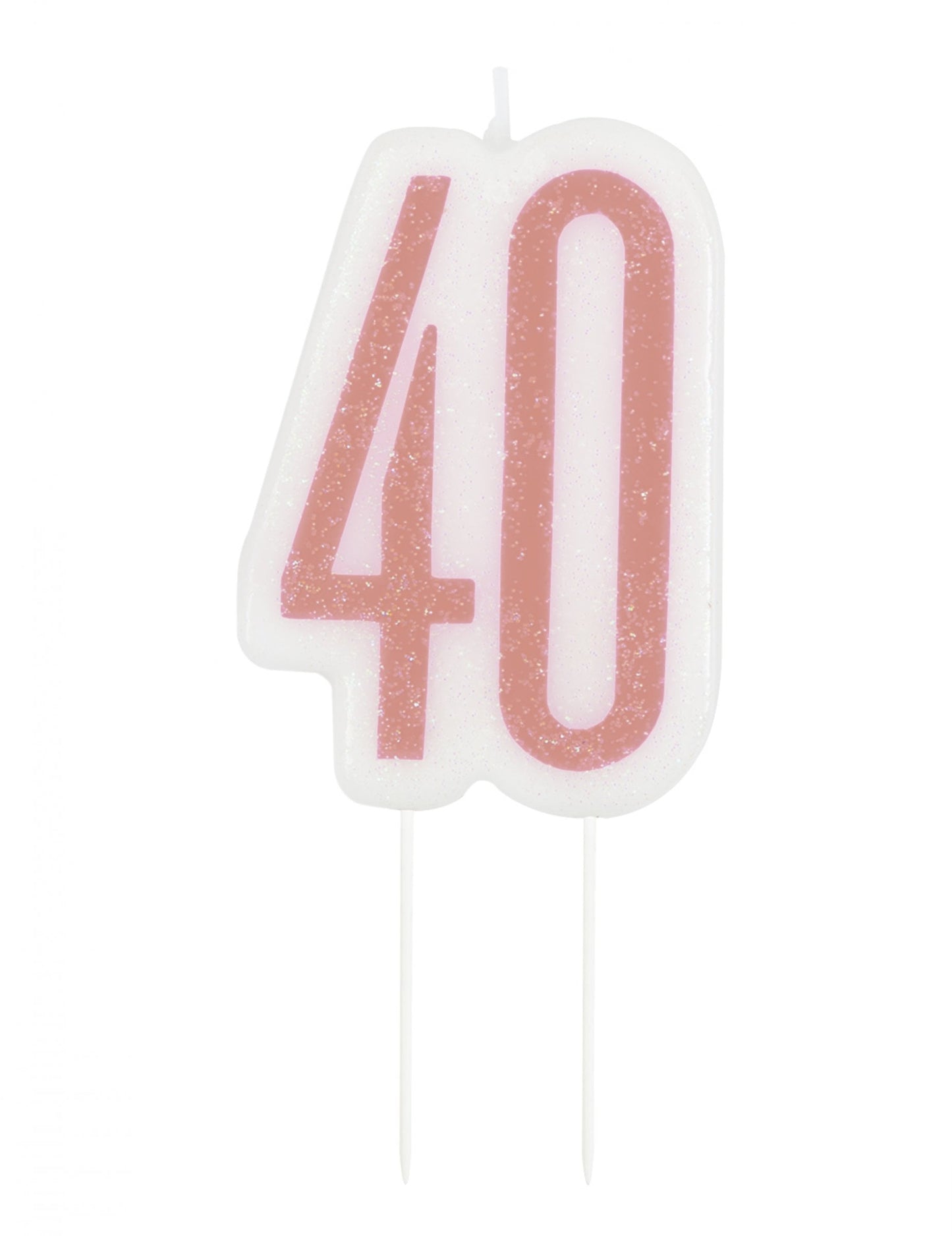 Bougie d'anniversaire sur pic 40 ans pour fête rose pailleté