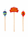 Bougies Happy Birthday multicolores avec motifs de ballons