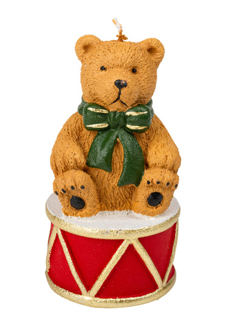 Medve gyertya a dobján 11 x 6 cm karácsonyi díszek