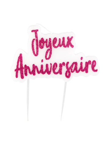 Gyertya a boldog születésnapon fuschia verejték 8 x 5 cm