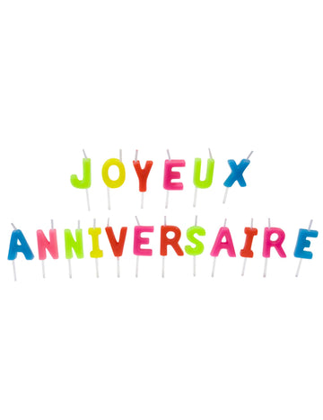 Bougies Joyeux anniversaire multicolores