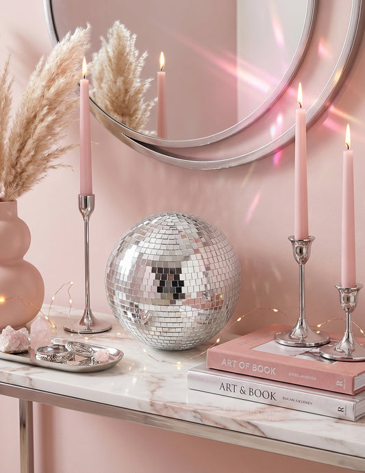 Boule à facettes disco pour fête argentée