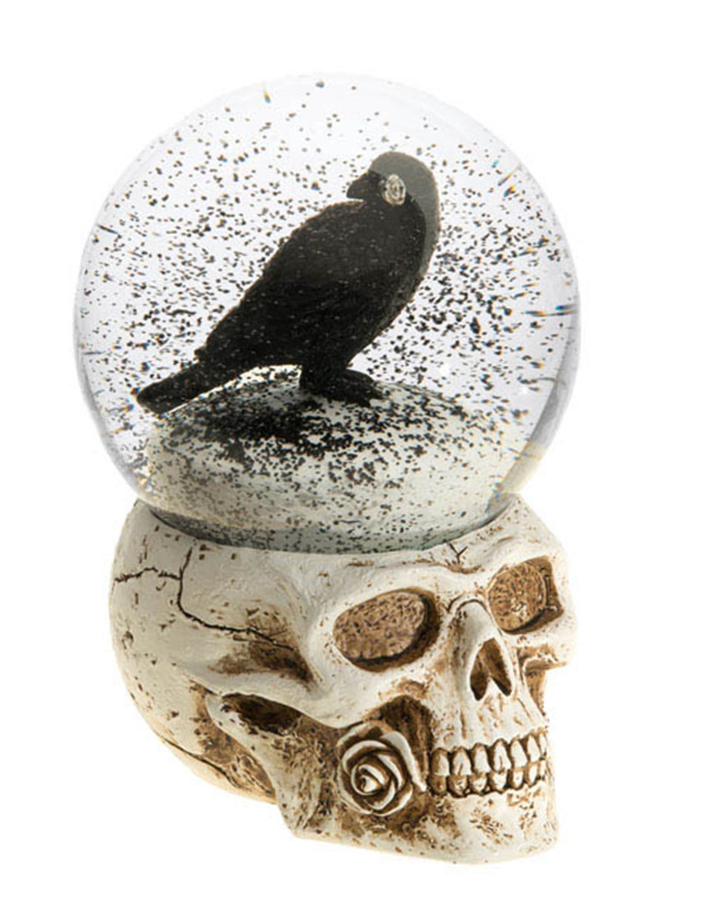 15,6 cm-es gyantás holló koponya hógömb