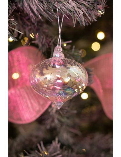 Könnycsepp alakú üveg karácsonyfadísz 8 cm irizáló