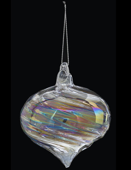 Könnycsepp alakú üveg karácsonyfadísz 8 cm irizáló