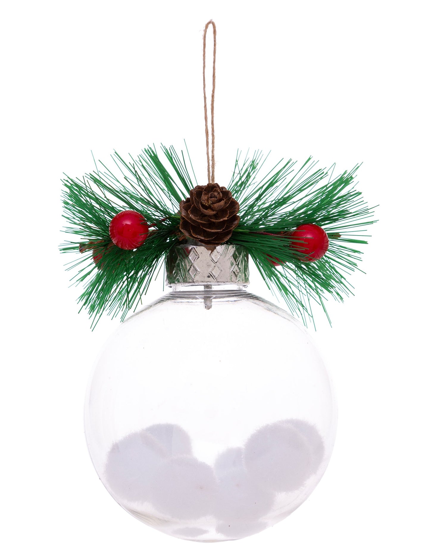 Természetes karácsonyi golyó hóval és fa 8 cm véletlenszerű modell
