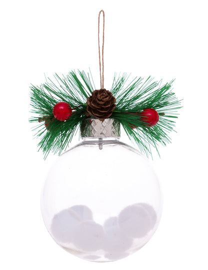 Természetes karácsonyi golyó hóval és fa 8 cm véletlenszerű modell