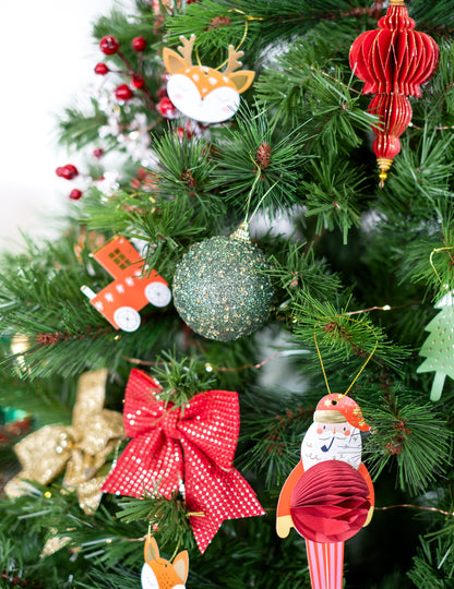 Zöld karácsonyi gömbdísz arany csillámmal 8 cm fenyőfára