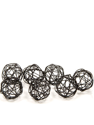 12 fekete fém dekorgömb 2 cm asztali dekorációhoz 