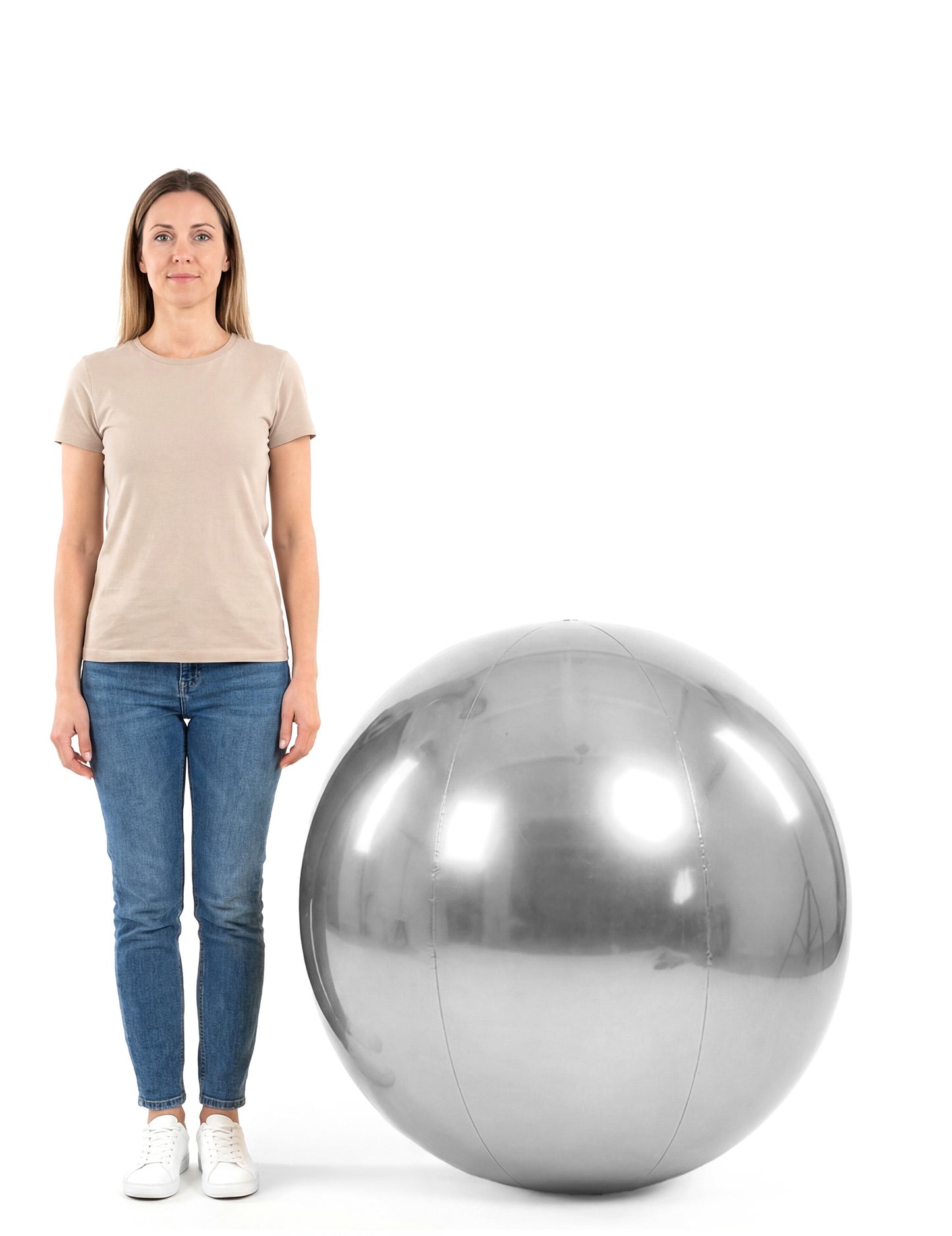 90 cm-es ezüst felfújható tükörgömb cm 