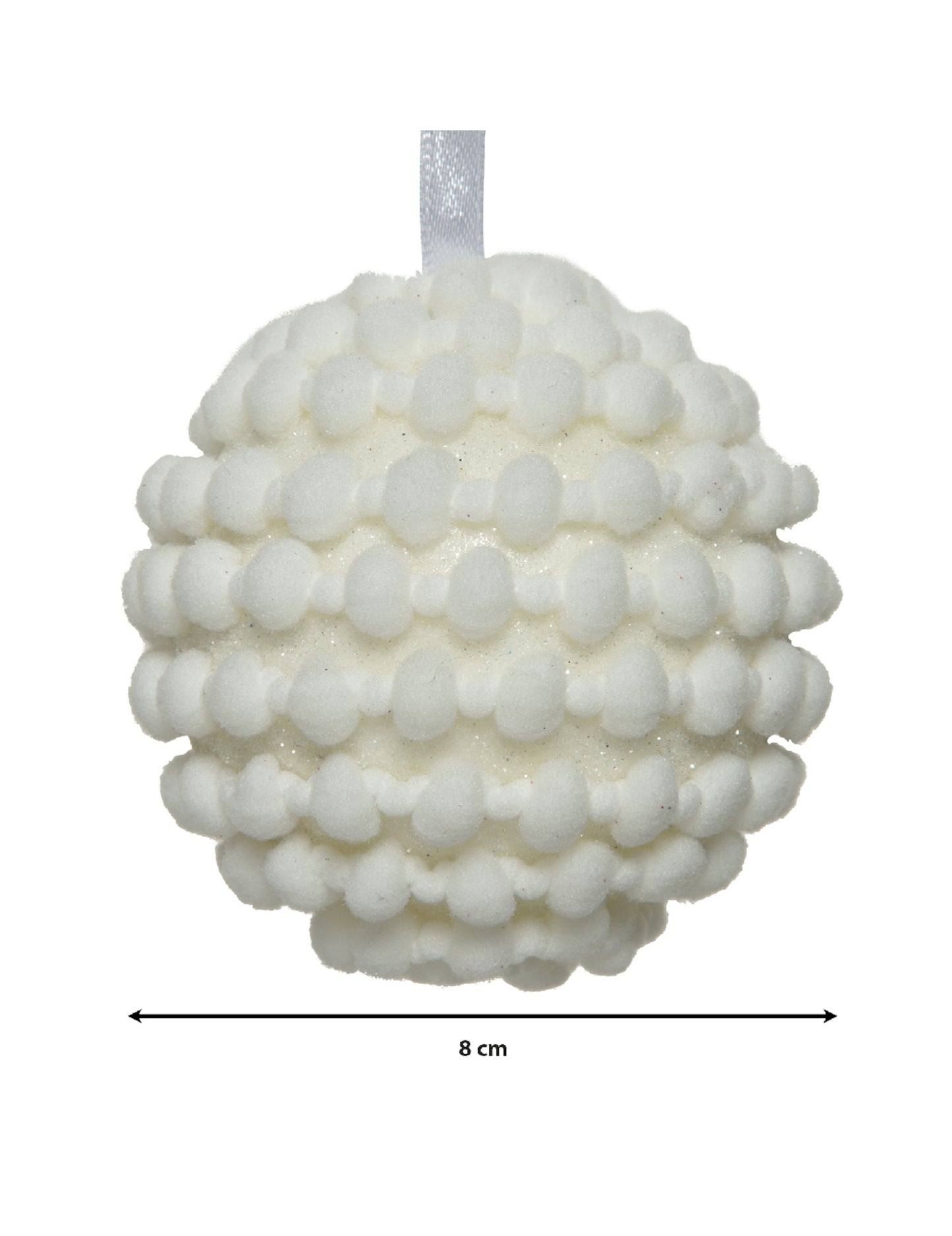 Karácsonyi gömbdísz pamuttal és csillámos hatással 8 cm poláris légkör