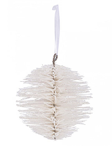 Fehér csillogó karácsonyfadísz 15 cm ághatás