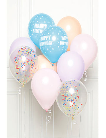 10 darabos pasztell színű születésnapi latex lufi csokor, 27 cm sokszínű