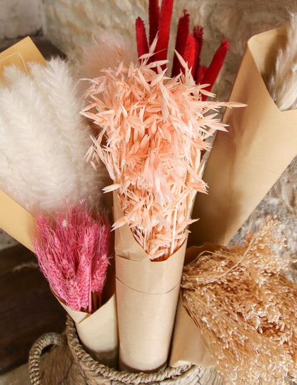 Szárított rózsaszín zabcsokor 100g 73 cm bohém dekoráció