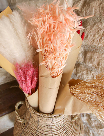 Szárított rózsaszín zabcsokor 100g 73 cm bohém dekoráció