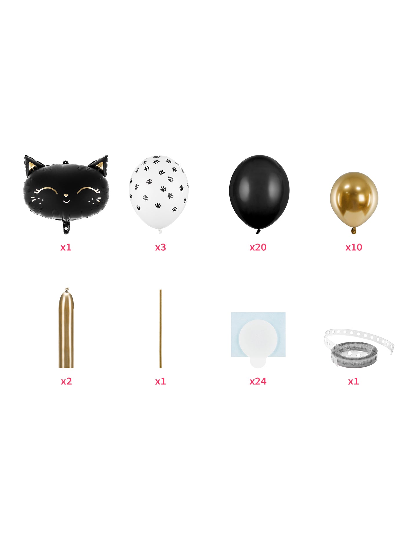 Fekete macskás luficsokor 140 x 83 cm, 61 darabos készlet