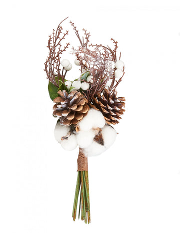 Pamutvirág és fenyőtoboz csokor 36 cm természet ihlette dekoráció