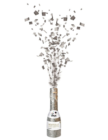 Ezüst konfetti ágyú palack 16 cm