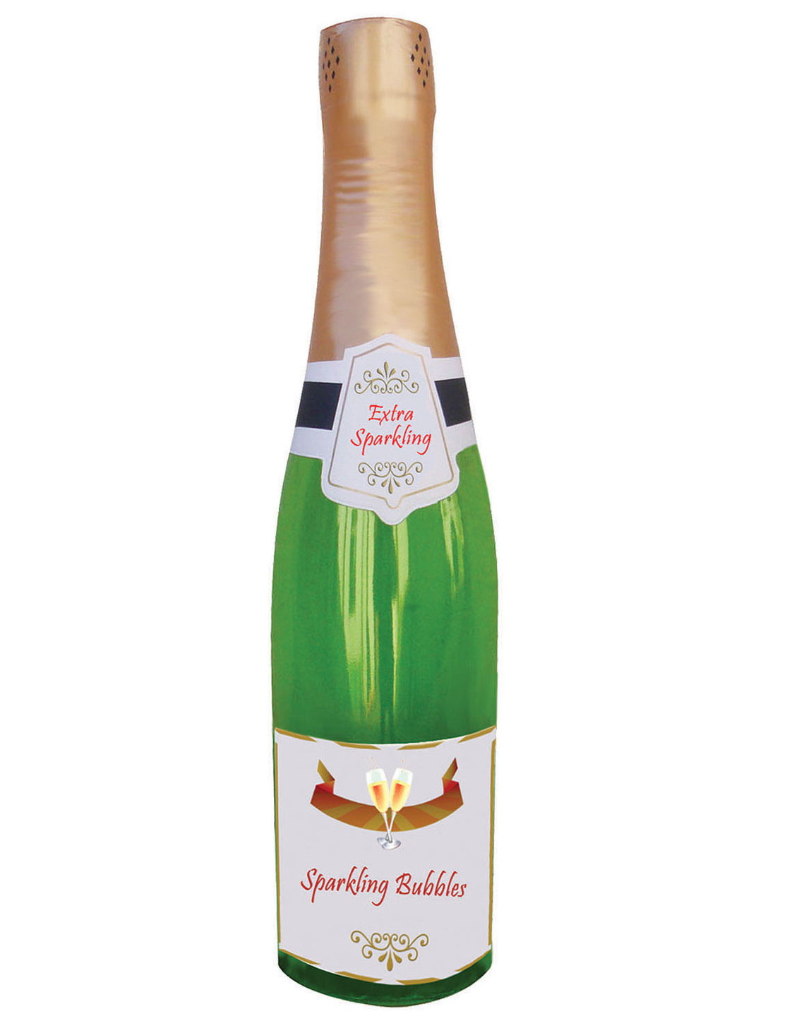Bouteille de champagne gonflable pour adulte verte et dorée