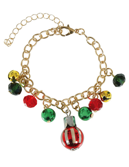 Karácsonyi gömb alakú fém karkötő