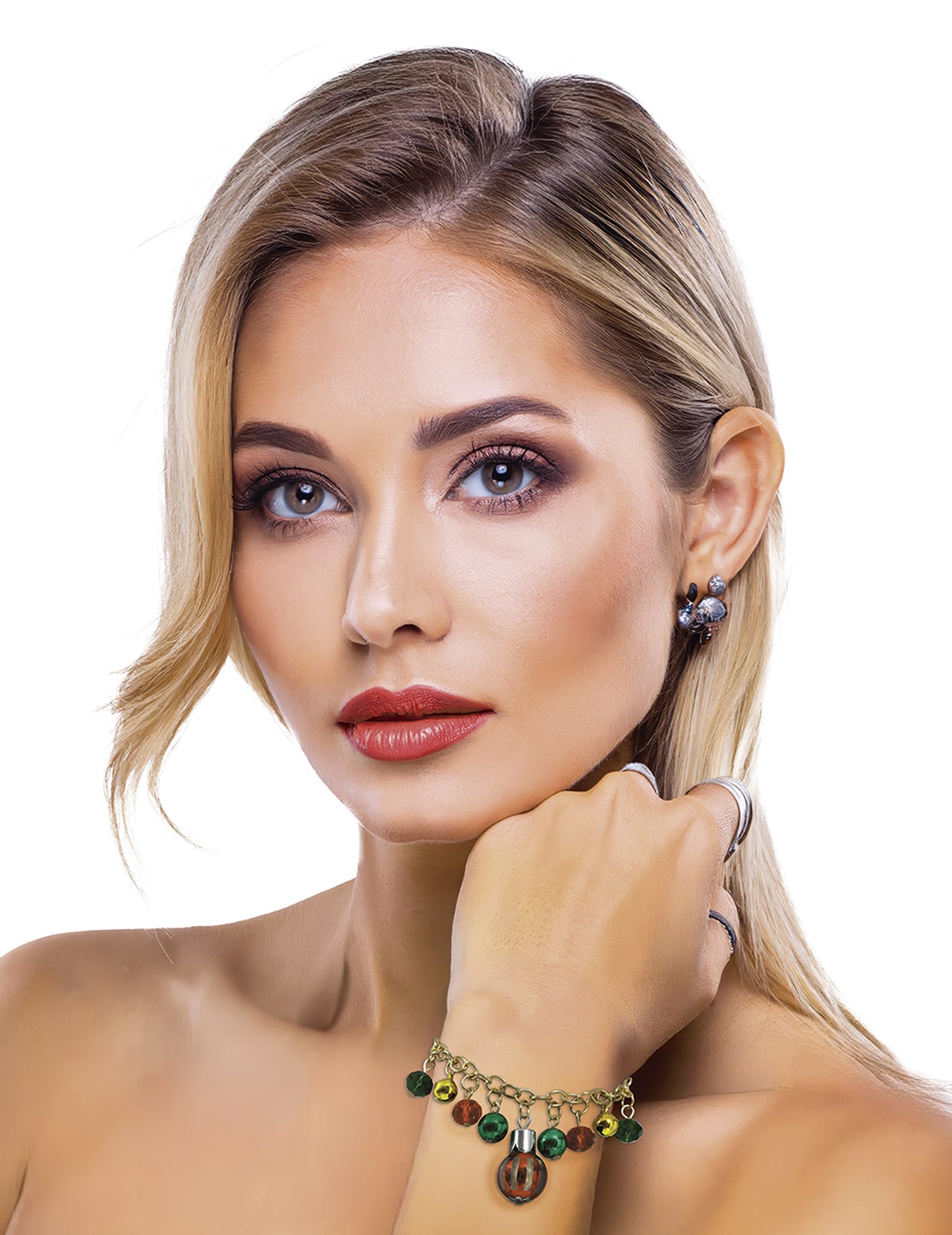 Karácsonyi gömb alakú fém karkötő