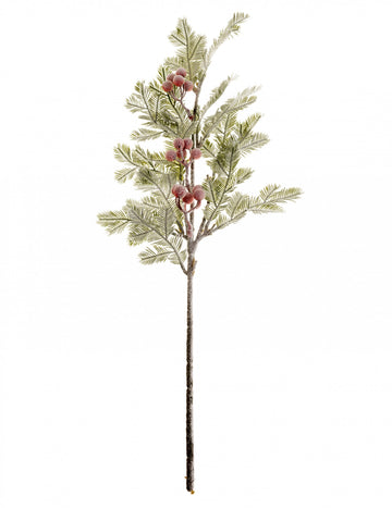 Fenyőág matt piros bogyókkal 75 cm