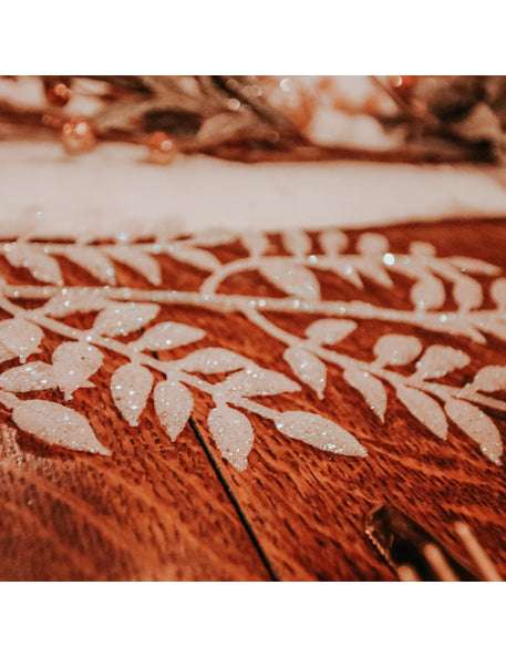 Fehér csillámos lombág 45 cm 