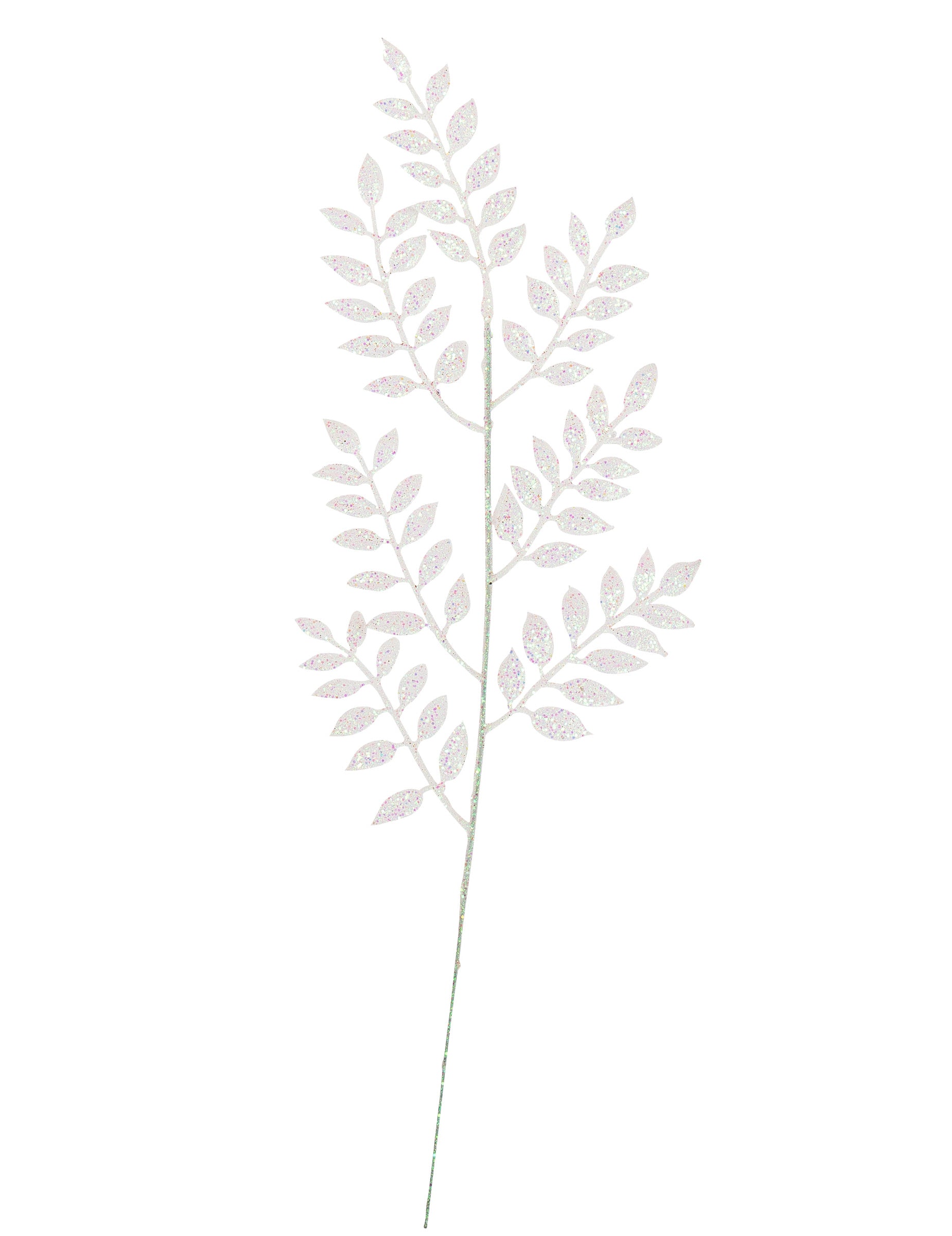 Branche de feuillage à paillettes pour décoration blanche