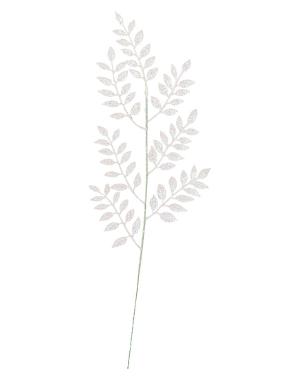 Branche de feuillage à paillettes pour décoration blanche