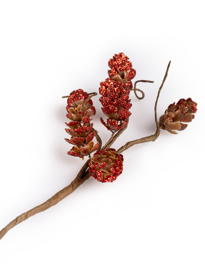 Piros csillámos tobozág 23 cm 