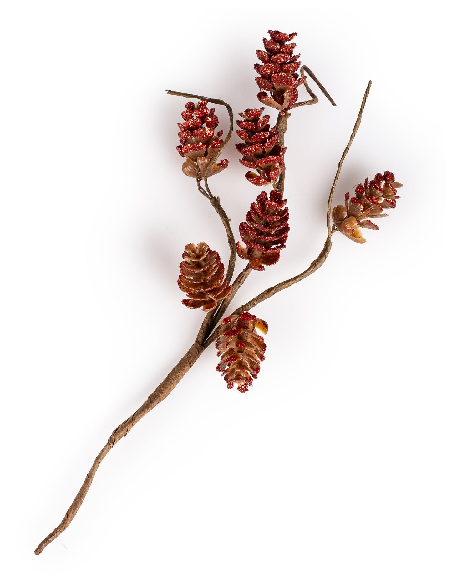 Piros csillámos tobozág 23 cm 