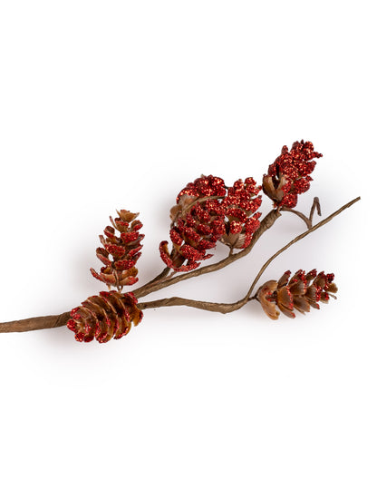 Piros csillámos tobozág 23 cm 