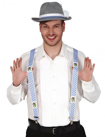 Kék és fehér kockás bajor harisnyatartók