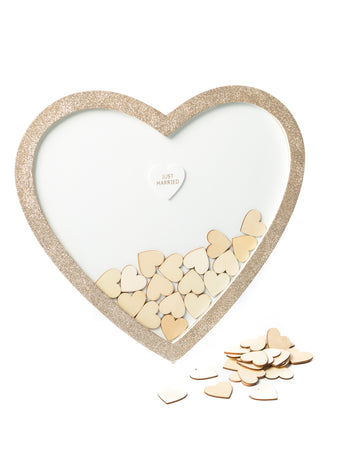 Aranykönyv helyszíni keret fa szívvel 37 x 40 cm
