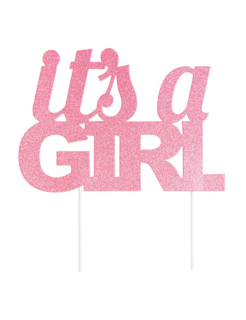 Tortadísz, ez egy lány 20 cm csillogó rózsaszín