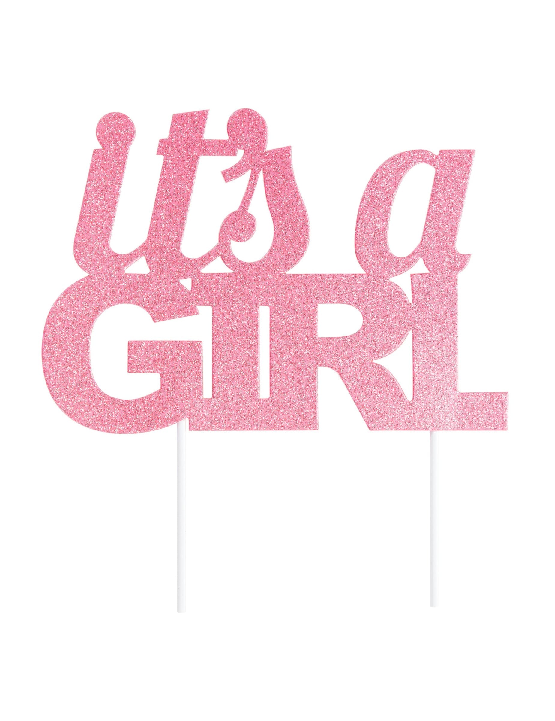Cake topper It's a girl pour fille rose à paillettes