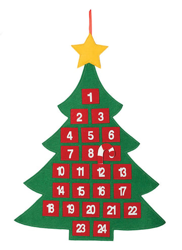 Karácsonyi textil adventi naptár fenyőfa formában 55 x 70 cm 