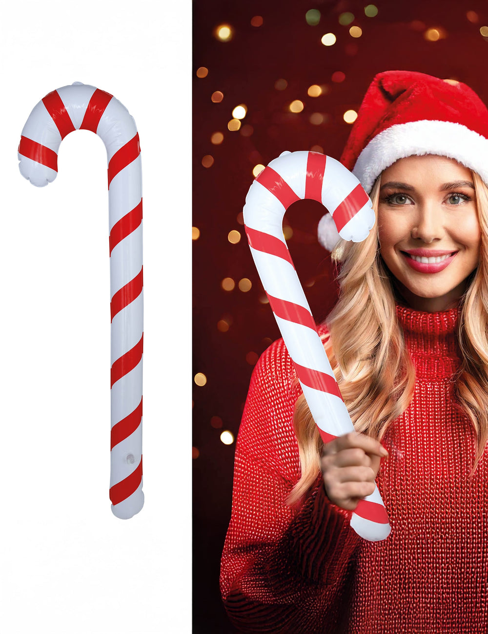 Mise en situation de la canne à sucre gonflable de Noël