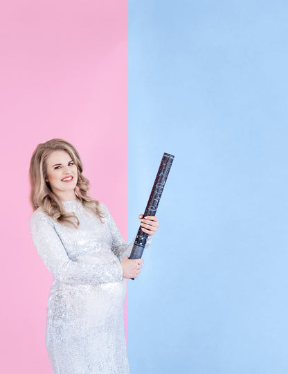 Kék konfetti ágyúfiú 60 cm babaváró buli