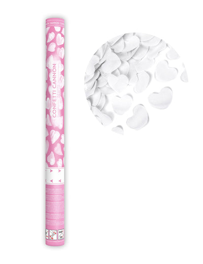 Canon à confettis coeurs pour fête blancs