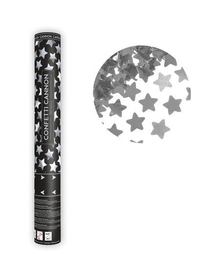Canon à confettis étoiles pour fête métallisées argentées