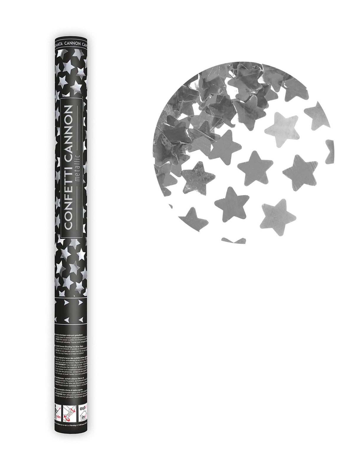 Canon à confettis étoiles pour fête argentées