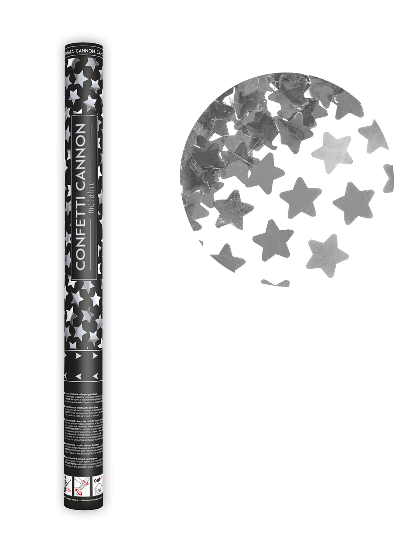 Canon à confettis étoiles pour fête argentées