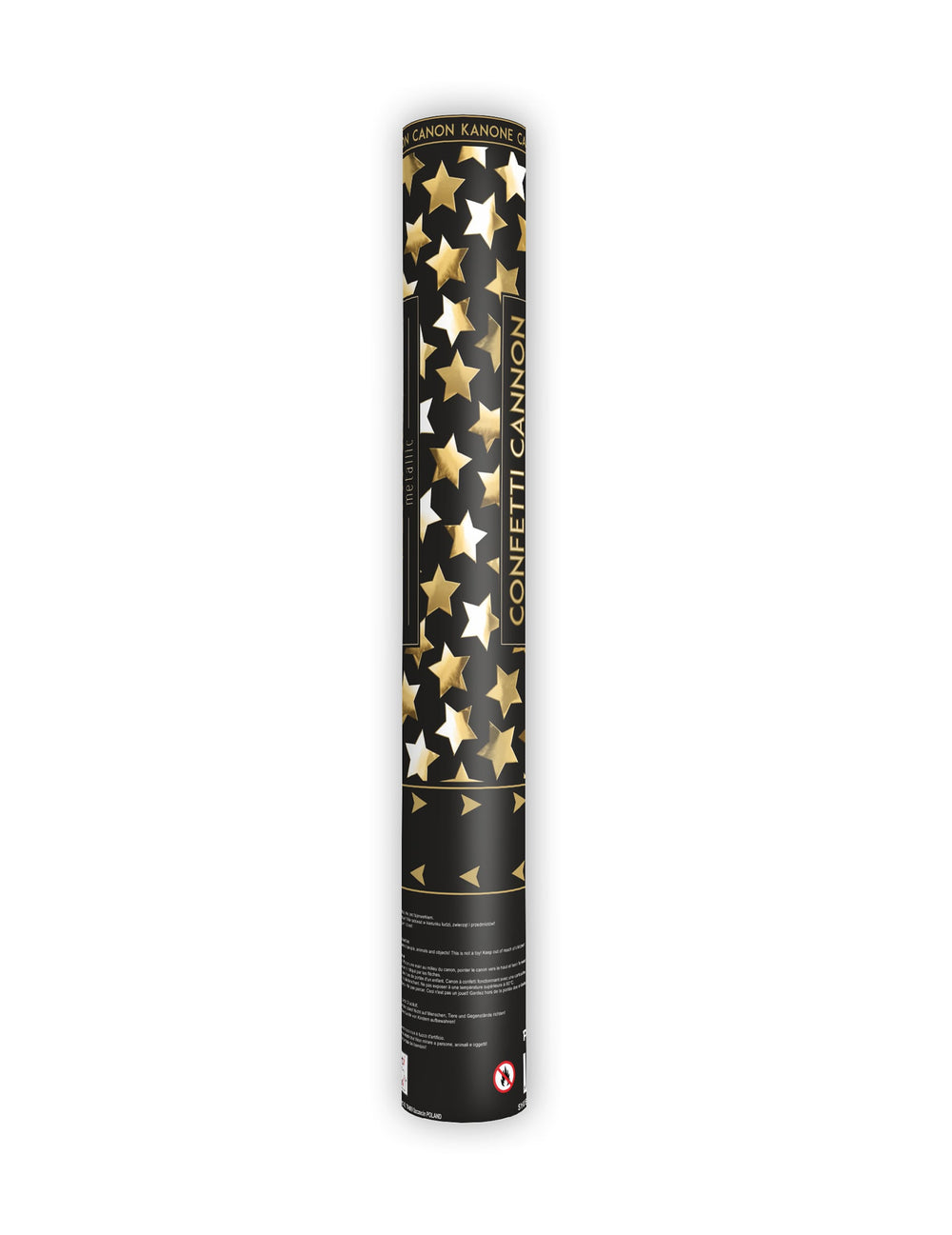Vue d'ensemble du tube du canon à confettis étoiles métallisées dorées
