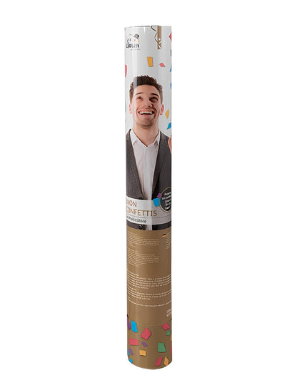 Vue d'ensemble du tube du canon à confettis multicolores pour fête